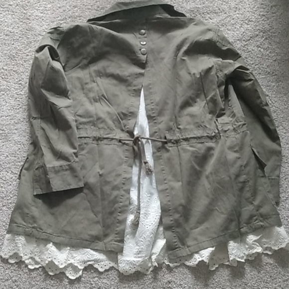 Anthropolgie tiny Charlie eyelet utility military/olive green jacket - Picture 7 of 7